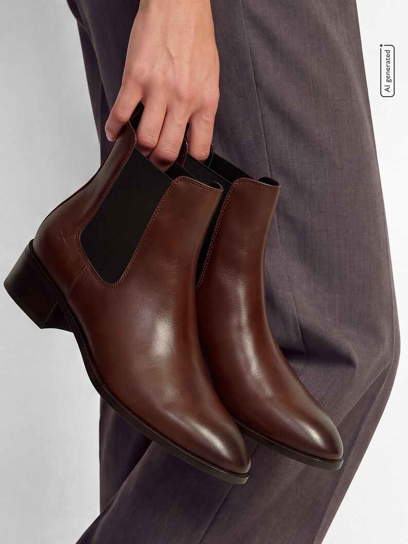 Leather Chelsea boot - beige, CUOIO, hi-res