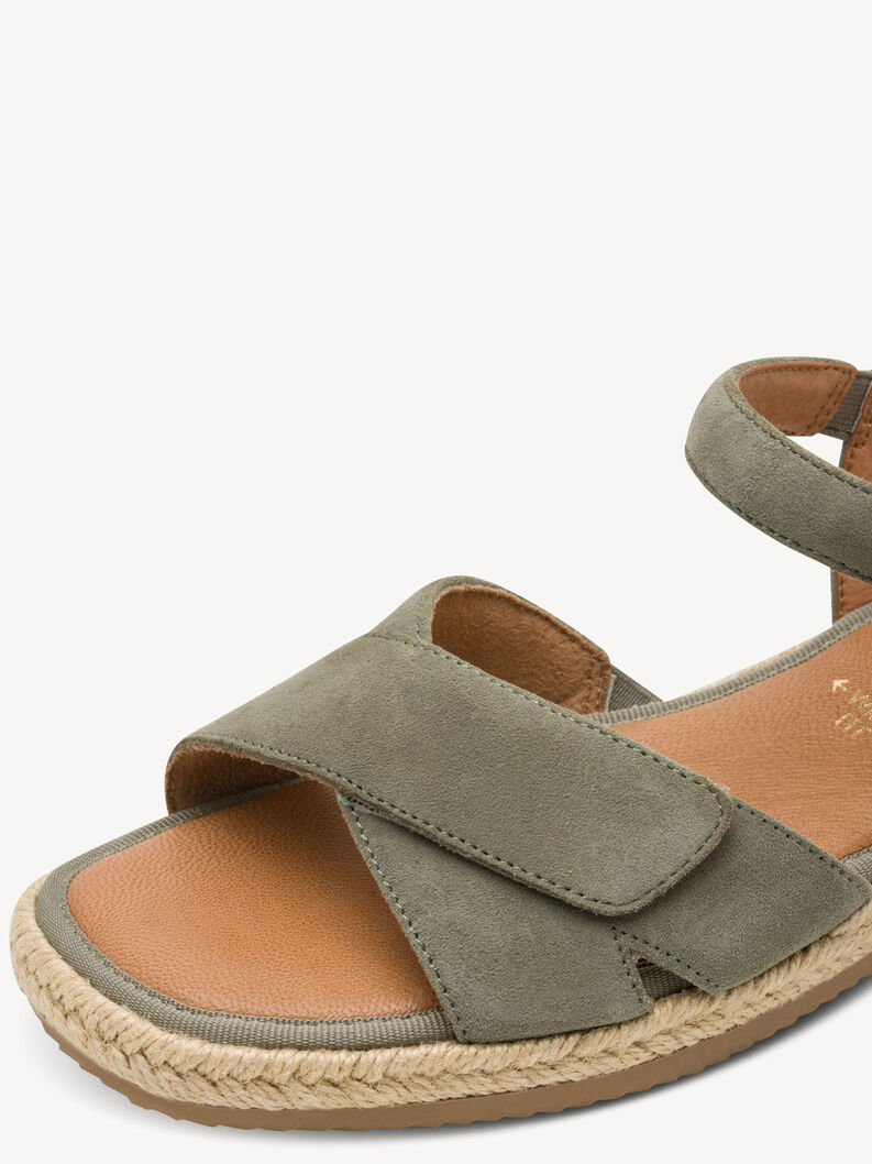 Leather Heeled sandal - khaki, SAGE SUEDE, hi-res