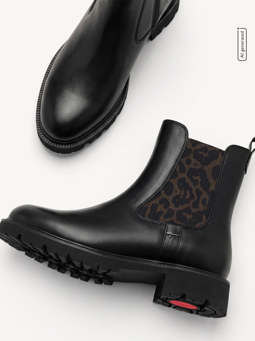 Leren Chelseaboot - zwart, BLACK/LEO, hi-res