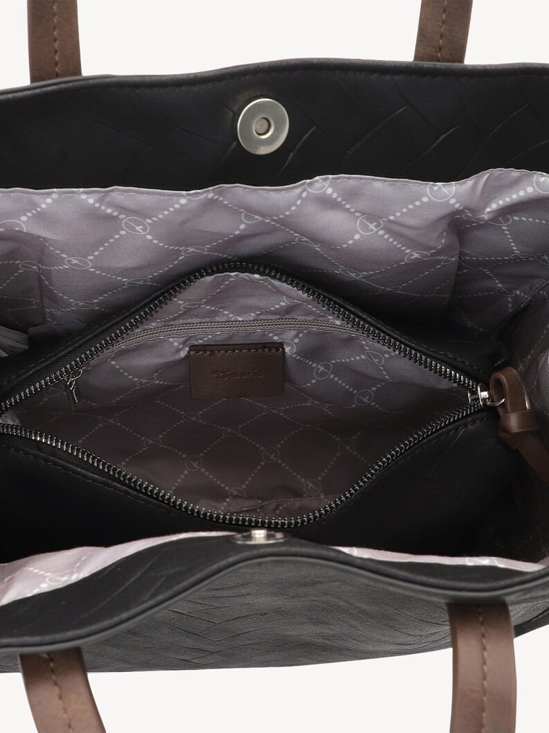 Detailansicht des Innenraums mit Rei&szlig;verschluss und gemustertem Futter