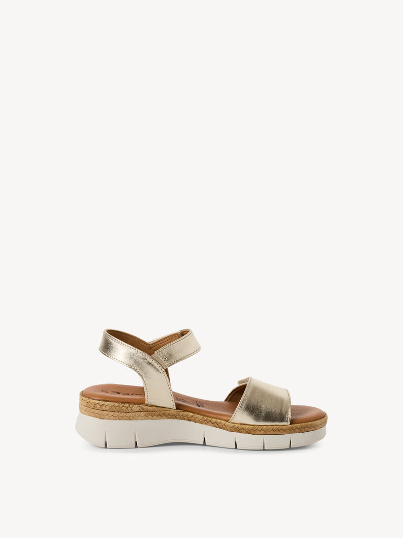 Sandale &agrave; talon en cuir - dor&eacute;, LIGHT GOLD MET, hi-res