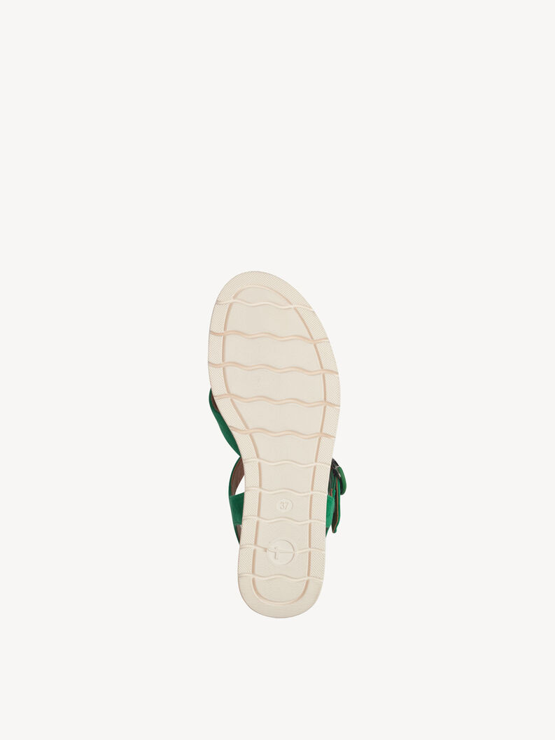 Sandale &agrave; talon en cuir - vert, GREEN, hi-res