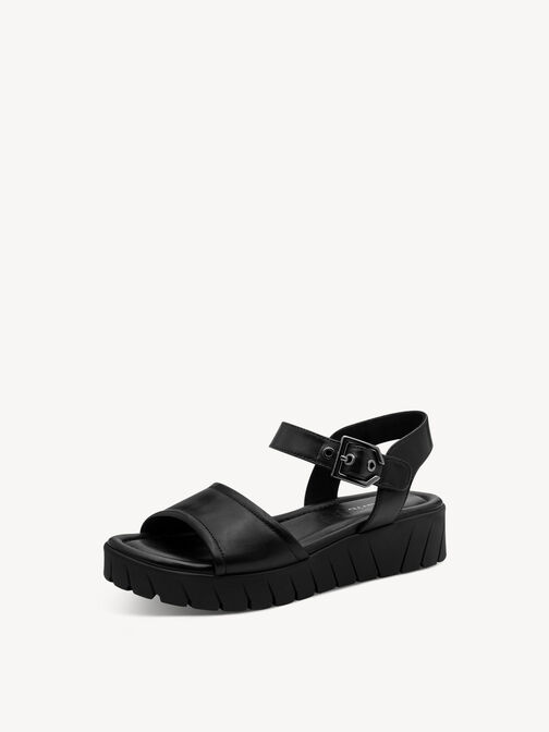 Sandale &agrave; talon, BLACK LEATHER, hi-res