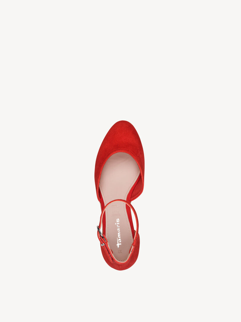Leren Sleehakpumps - rood, RED, hi-res
