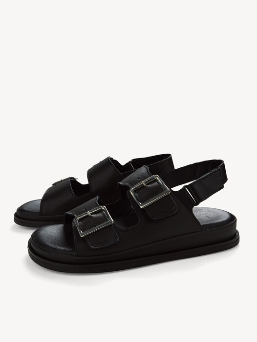 Sandaaltje, BLACK LEATHER, hi-res
