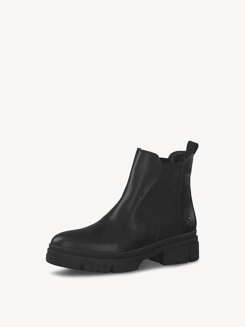Leren Chelseaboot - zwart, BLACK, hi-res