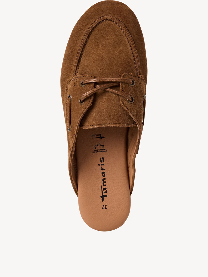 Sandale &agrave; talon en cuir - marron, COGNAC, hi-res