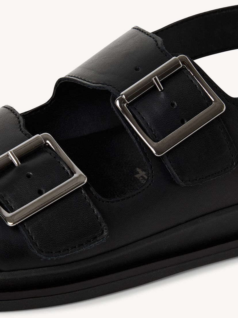 Leren Sandaaltje - zwart, BLACK LEATHER, hi-res