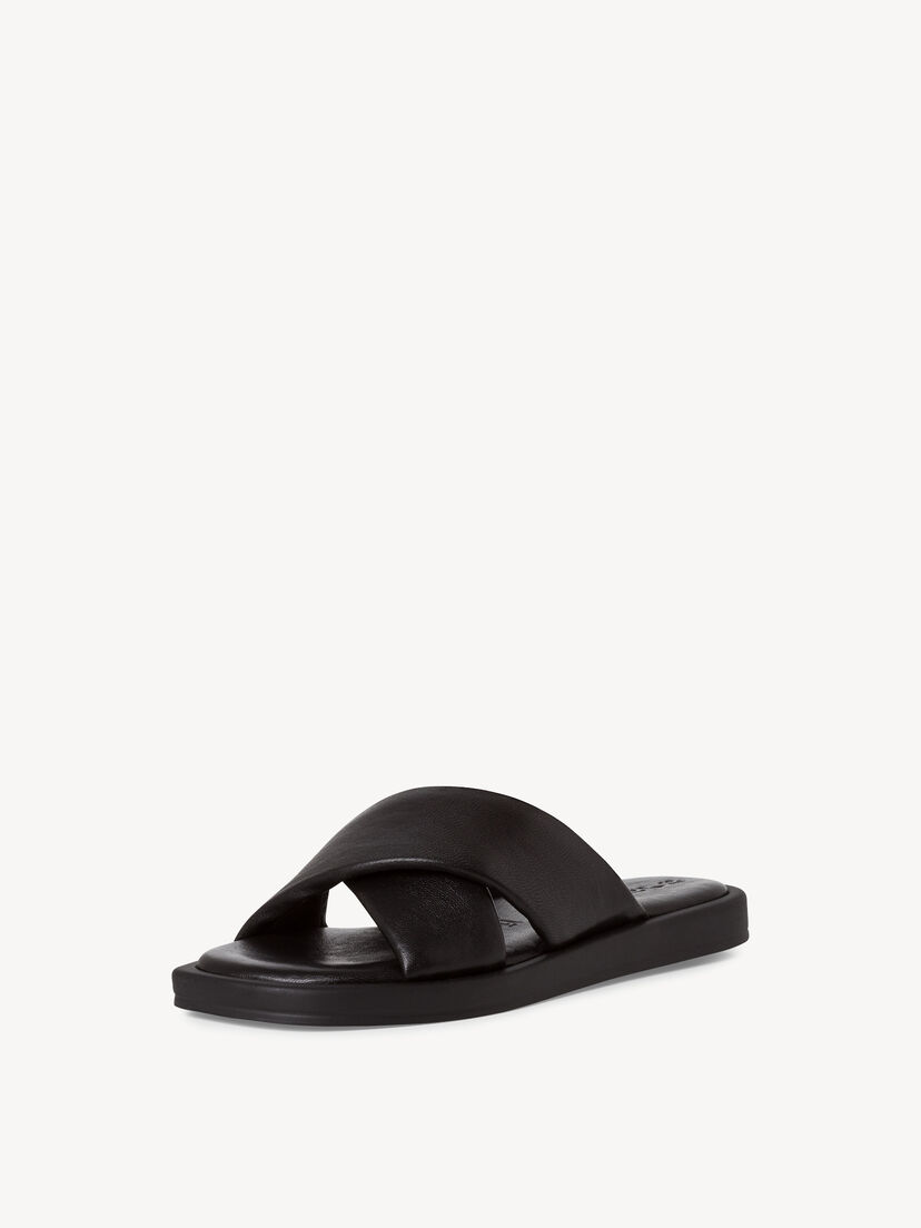 Leren Slipper - zwart, BLACK, hi-res