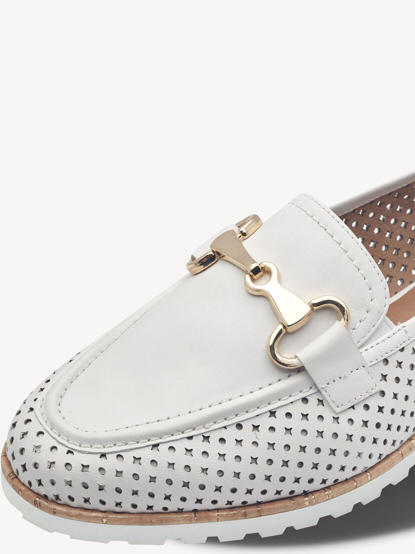 Leren Instappers - wit, WHITE, hi-res