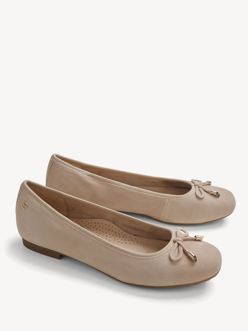 Leather Ballerina, BEIGE SUEDE, hi-res