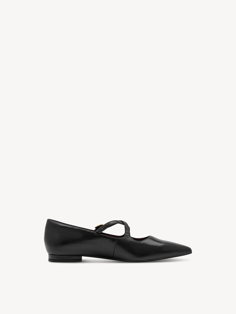Lederballerina - schwarz, BLACK LEATHER, hi-res