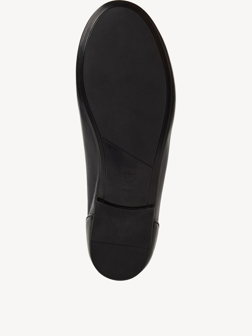 Leren Ballerina - zwart, BLACK, hi-res