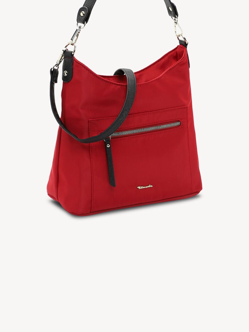 R&oslash;d nylon skuldertaske til kvinder med to stropper og lynl&aring;s