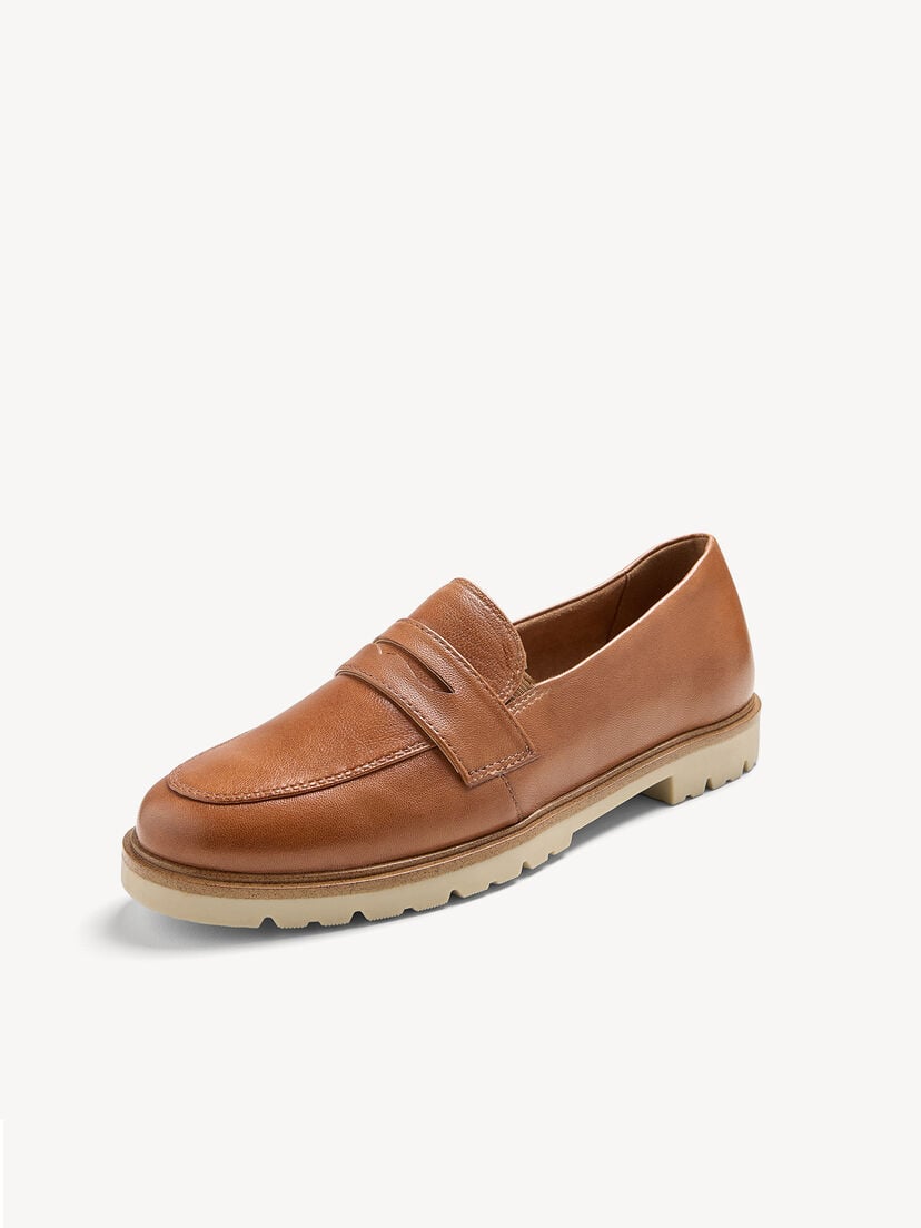 Leren Instappers - bruin, COGNAC LEATHER, hi-res