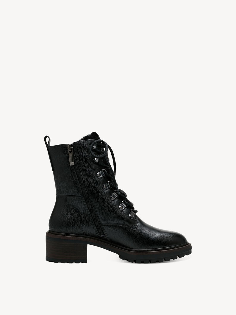 Leather Bootie - black warm lining, BLACK, hi-res