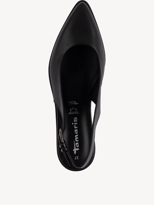 Slingpumps, BLACK LEATHER, hi-res