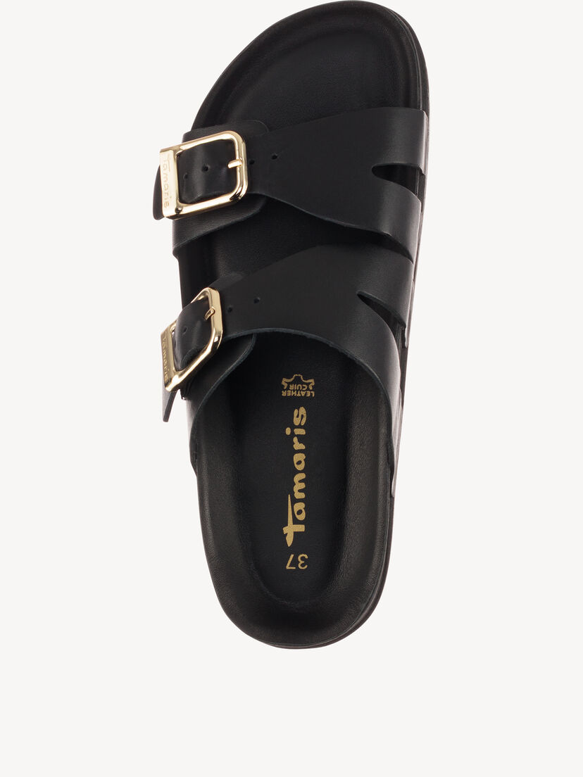 Leren Slipper - zwart, BLACK LEATHER, hi-res