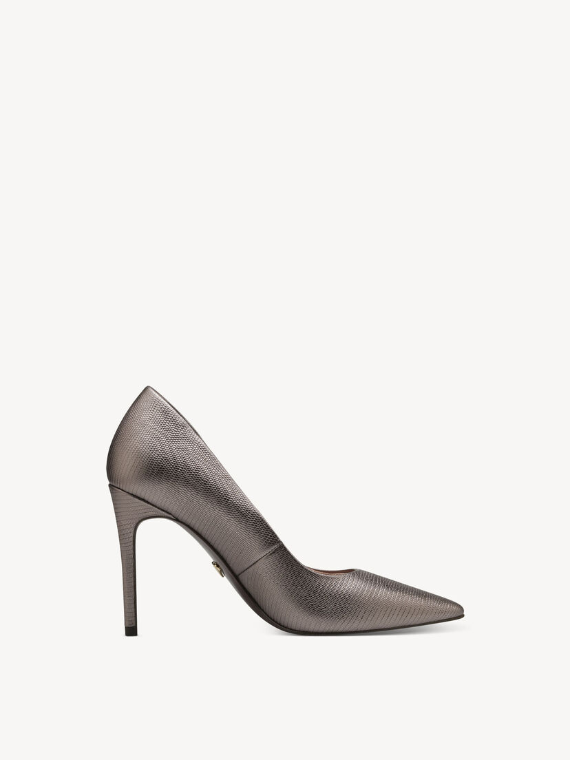 Leren Pumps - metallic, PEWTER, hi-res