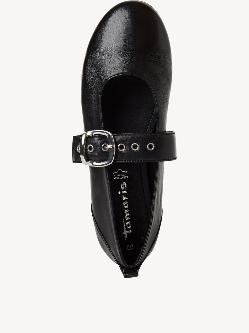 Lederballerina - schwarz, BLACK LEATHER, hi-res