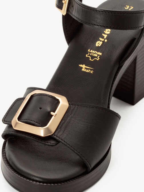 Sandale &agrave; talon, BLACK LEATHER, hi-res