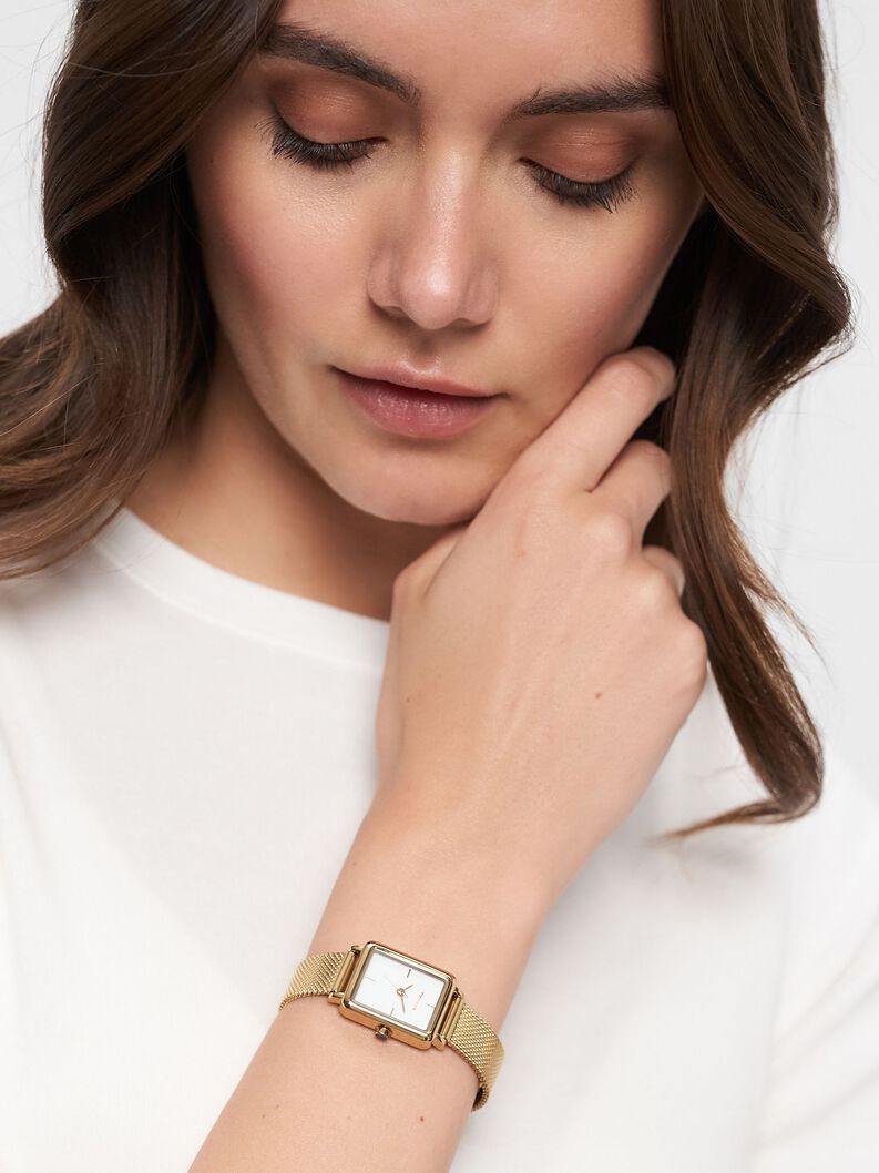 Uhr - gold, gold-glossy weiß, hi-res