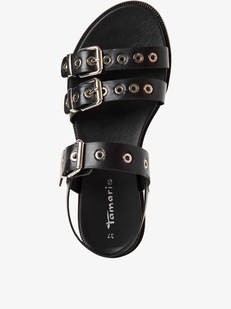 Ledersandale - schwarz, BLACK, hi-res