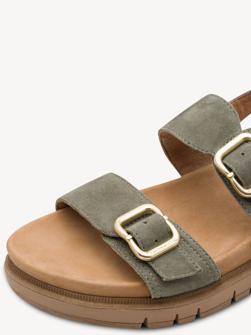 Leren Sandaal - khaki, SAGE SUEDE, hi-res