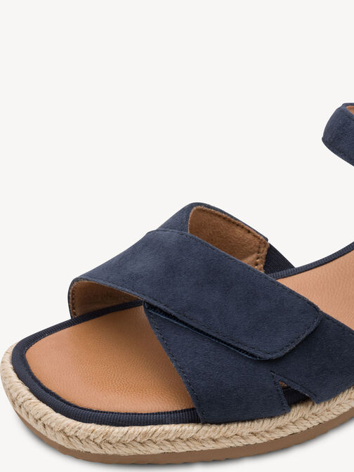 Leather Heeled sandal, NAVY SUEDE, hi-res