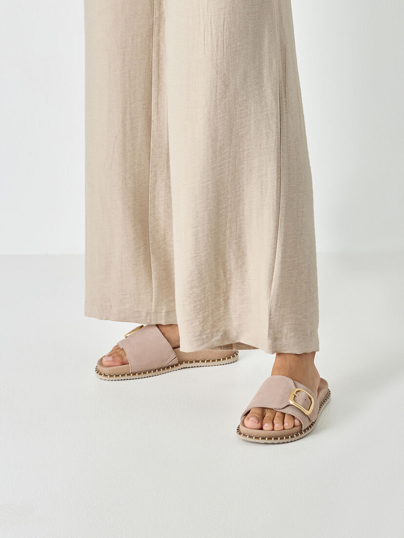 Leren Slipper - bruin, BEIGE SUEDE, hi-res