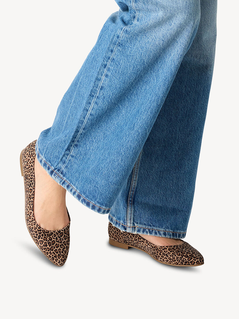 Leren Ballerina - bruin, LEOPARD, hi-res