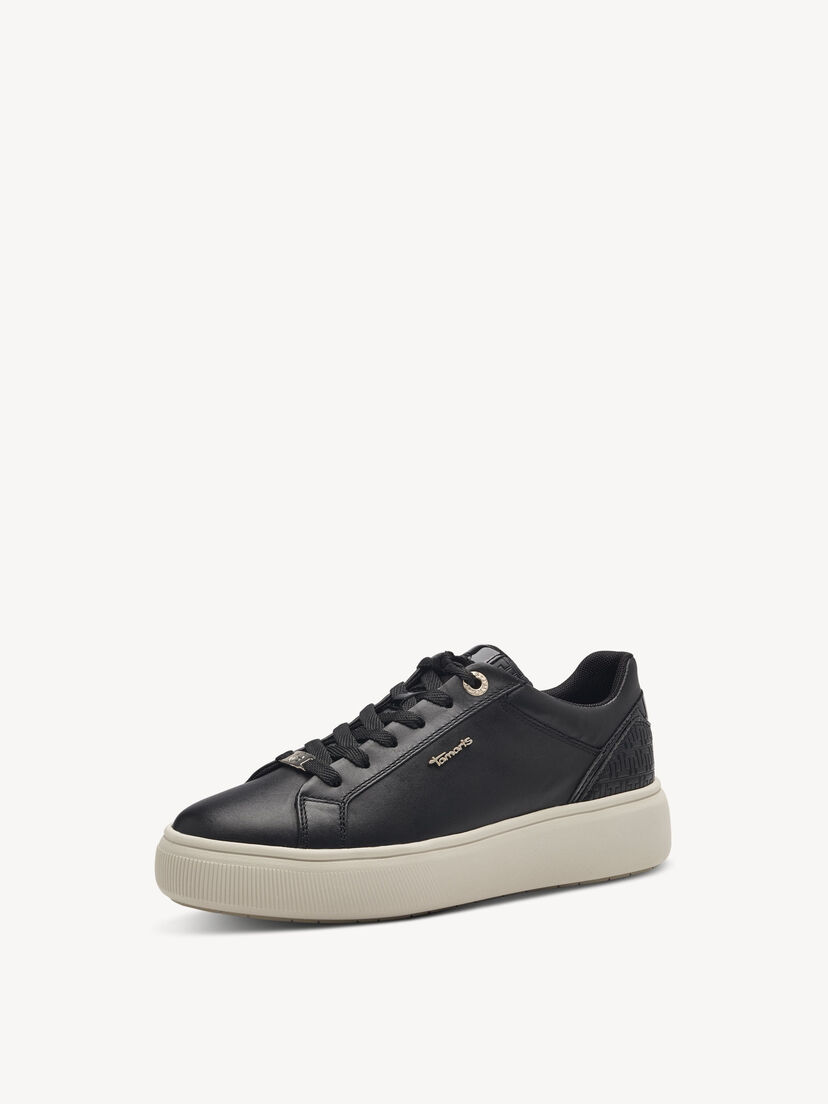 Leren Sneaker - zwart, BLACK, hi-res