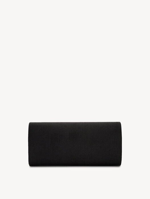 Clutch, black satin, hi-res