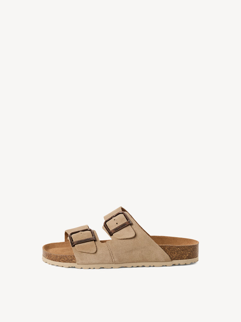 Lederpantolette - beige, TAUPE, hi-res