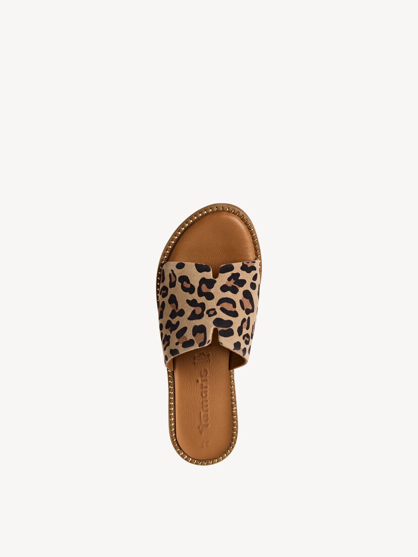 Leren Slipper - bruin, LEOPARD, hi-res
