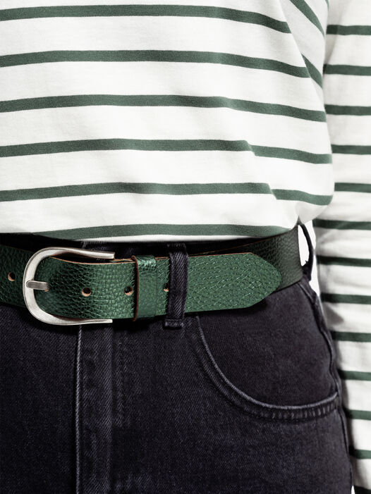 Leren riem, Smaragd, hi-res