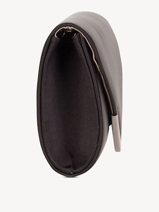 Clutch, black satin, hi-res