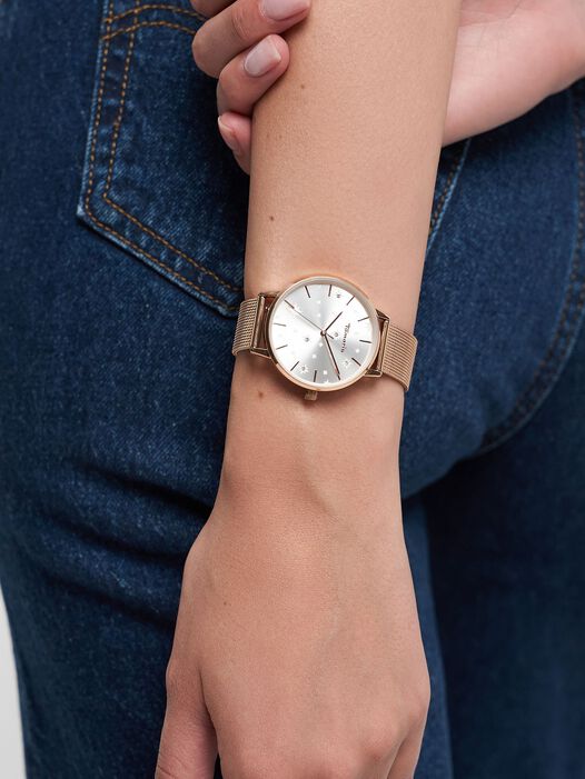 Horloge, roségold-silber sunray, hi-res