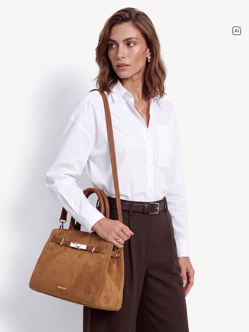 Sac cabas, cognac, hi-res
