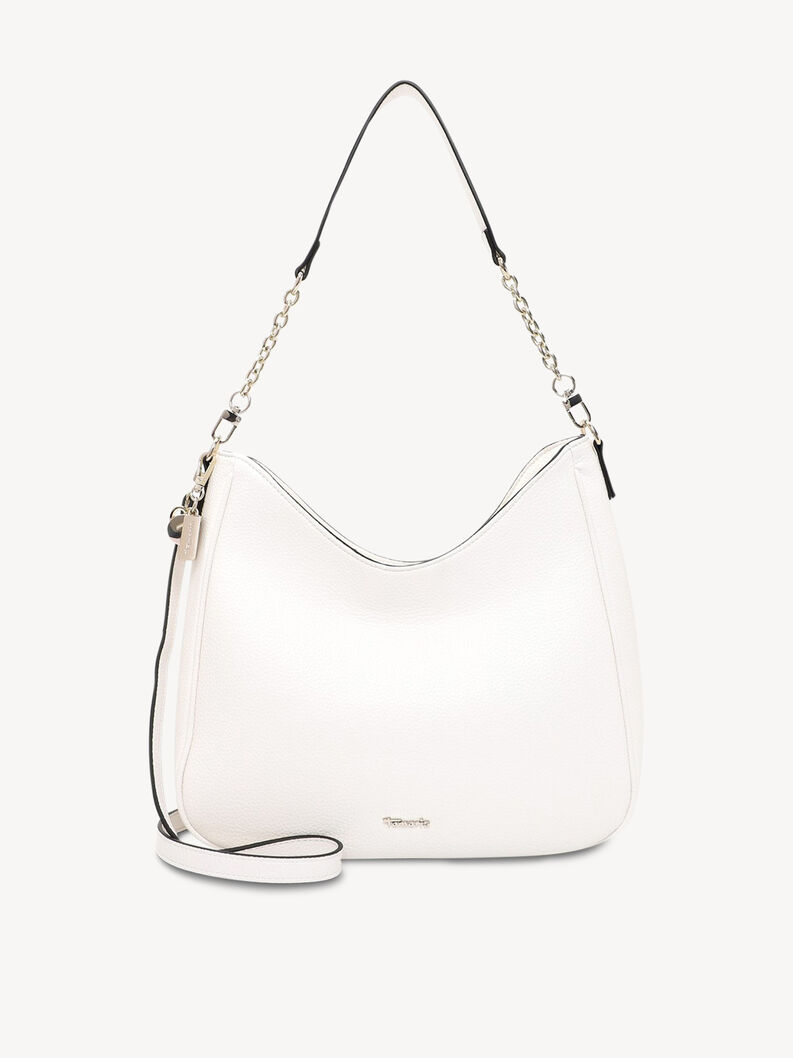 Sac &agrave; main blanc &eacute;l&eacute;gant femme en cuir textur&eacute; doux avec bandouli&egrave;re cha&icirc;ne