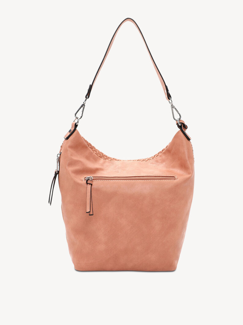 Salmon pink bag with smooth back and synthetic leather zipper pocket
