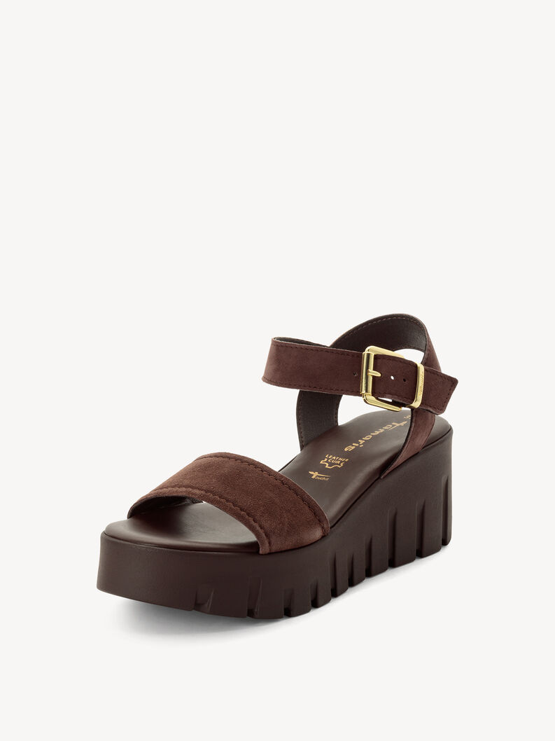 Ledersandalette - braun, MOCCA NUBUC, hi-res