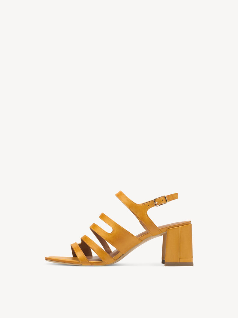 Sandale à talon en cuir - jaune, YELLOW, hi-res