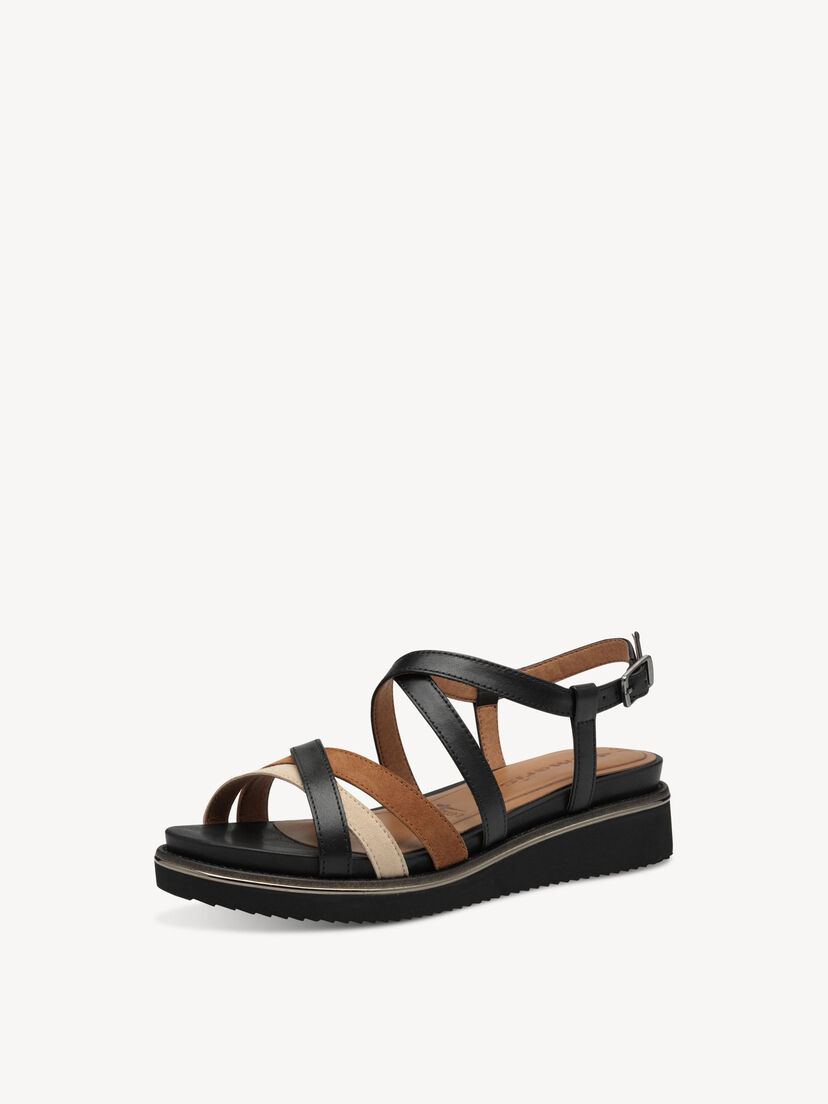 Leren Sandaaltje - zwart, BLACK, hi-res