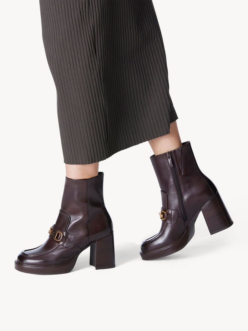 Leather Bootie - brown, MAHOGANY, hi-res