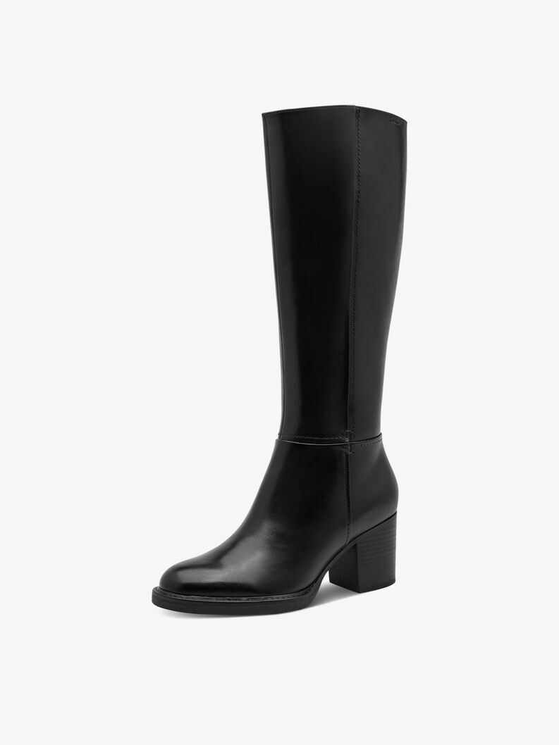 Leather Boots - black, BLACK, hi-res