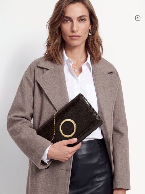 Clutch bag, brown, hi-res