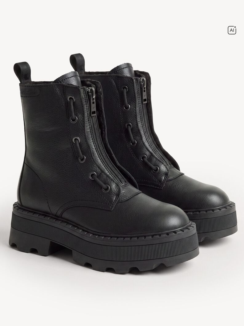 Lederstiefelette - schwarz, BLACK, hi-res