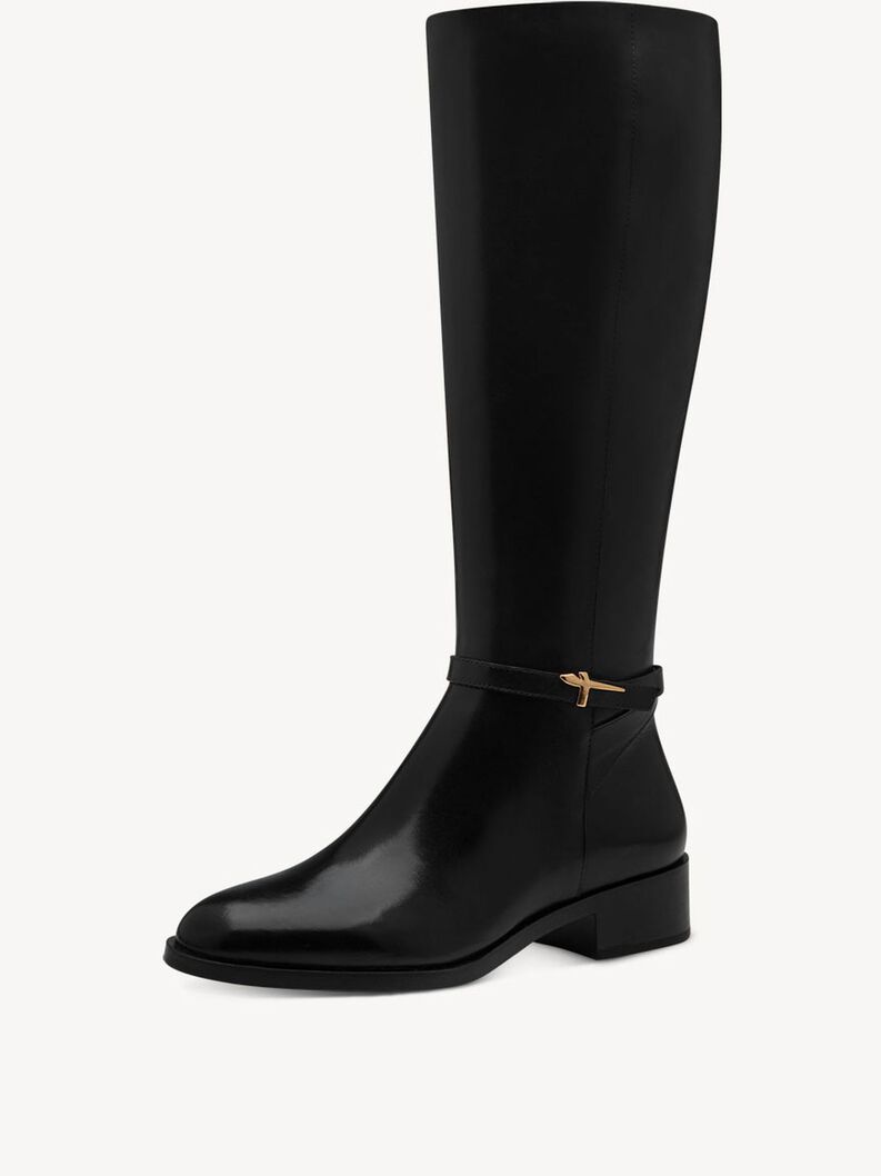 Bottes en cuir - noir, BLACK, hi-res