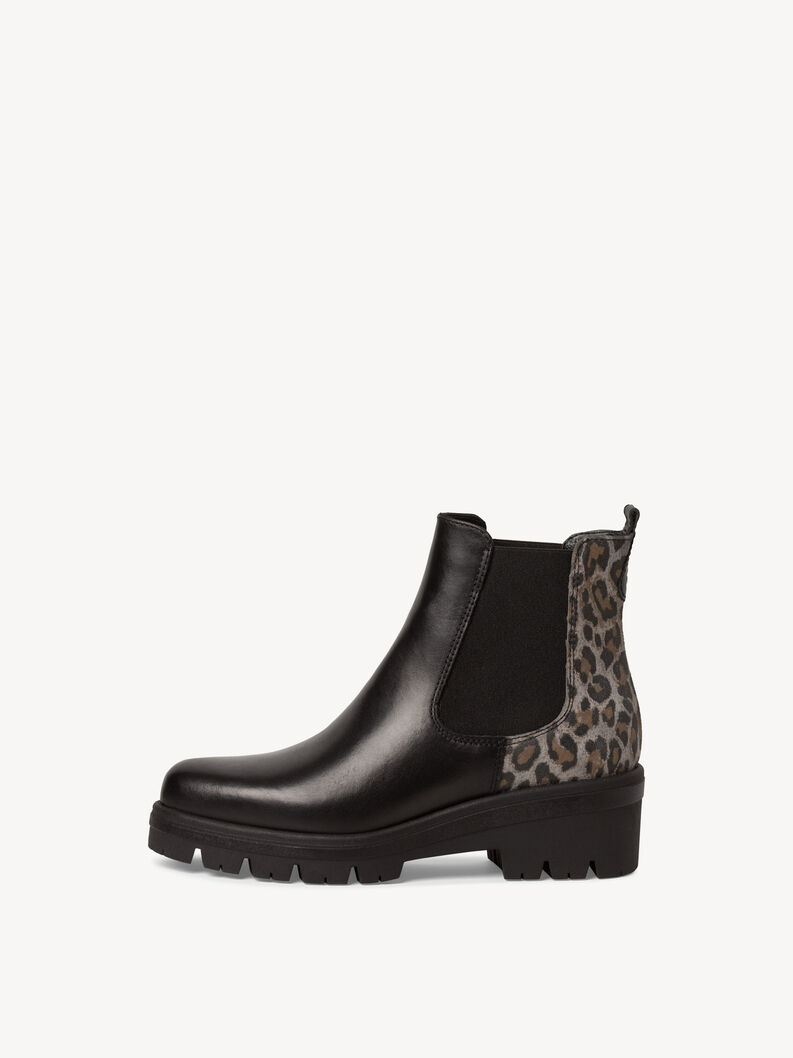 Leder Chelsea Boot - schwarz, BLACK/LEOPARD, hi-res